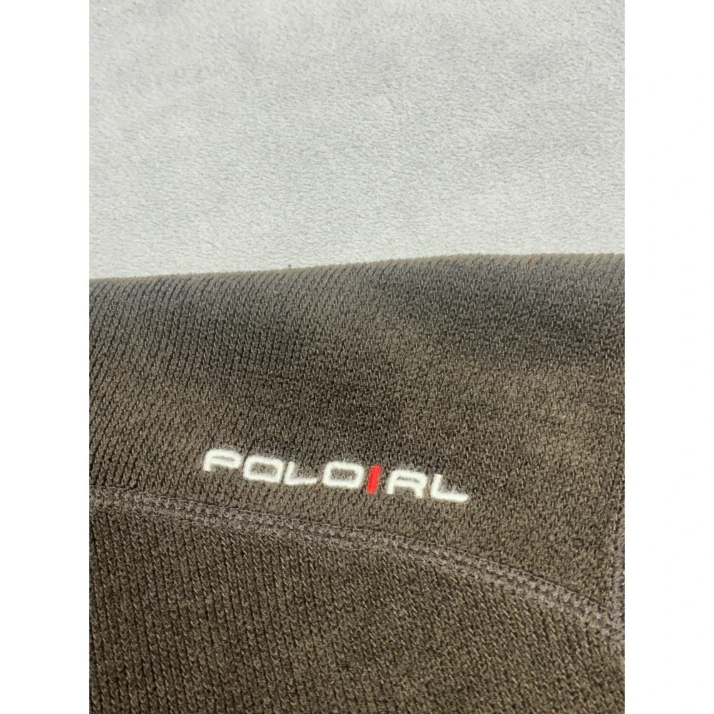 VTG Polo Ralph Lauren Mens Fleece Jacket Olive Brown Full Zip Mock Neck Large